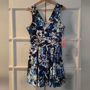 Floral Blue and Black Dress